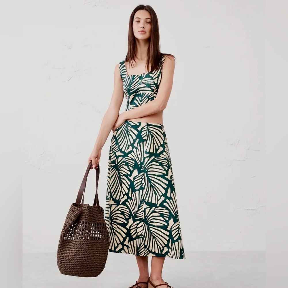 NWT BANANA REPUBLIC 2 pc Skirt Top Linen Set 8 10 New